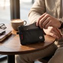 Portafoglio in nylon con zip e protezione RFID 13 x 9 cm Custodia sottile per carte, banconote e monete Nera Unisex Portafoglio EDC da viaggio 2