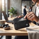 Portafoglio in nylon con zip e protezione RFID 13 x 9 cm Custodia sottile per carte, banconote e monete Nera Unisex Portafoglio EDC da viaggio 8