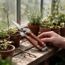 Forbici da giardinaggio con lame dritte e appuntite 19 cm Lame in acciaio al manganese Manico in legno massello Per raccolta di frutta e innesto 6