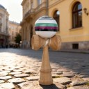 Kendama med labyrintmønster 18 cm Valnøddetræ Hvid kugle med striber Japansk snoreleg Træning af koordination For børn og voksne 5