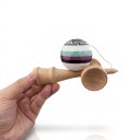 Kendama med labyrintmønster 18 cm Valnøddetræ Hvid kugle med striber Japansk snoreleg Træning af koordination For børn og voksne 7