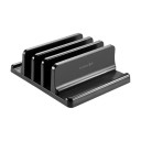 Supporto verticale per laptop per 3 dispositivi Larghezza delle fessure regolabile Plastica Nera Per MacBook laptop e tablet Risparmio di spazio 1