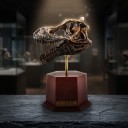 Modèle de crâne de T-rex à assembler sur un socle avec étiquette Hauteur 14 cm Kit de construction en plastique fossile Décoration pour étagère 2