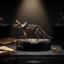 Modèle de squelette de tricératops à assembler sur socle rond Longueur 14 cm Hauteur 12 cm Kit de construction en plastique fossile Décoration 2