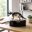 Modèle de squelette de tricératops à assembler sur socle rond Longueur 14 cm Hauteur 12 cm Kit de construction en plastique fossile Décoration 3