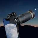 Teleobiettivo per mobile 36x con treppiede e set di 3 obiettivi: Fisheye 198°, Grandangolare 0,63x, Macro 15x Corpo in metallo Nero per fotografare 5