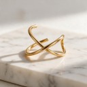 Záušnice senza piercing 1 pz Manicotto doppio incrociato a forma di X Ear cuff per cartilagine Acciaio inossidabile Colore oro per donne 2