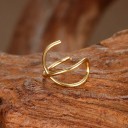 Záušnice senza piercing 1 pz Manicotto doppio incrociato a forma di X Ear cuff per cartilagine Acciaio inossidabile Colore oro per donne 4