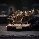 Modèle de squelette de stégosaure à assembler sur un socle rond Longueur 15 cm Hauteur 14 cm Kit de construction en plastique fossile Décoration 3