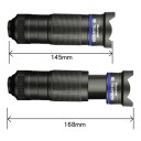 Teleobiettivo per mobile 36x con treppiede e set di 3 obiettivi Fish Eye 198° Grandangolare 0,63x Macro 15x Custodia con zip Nera Per viaggiare 4