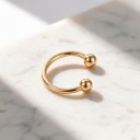 Orecchini senza piercing 1 pz Anello aperto con palline alle estremità Ear cuff per cartilagine Acciaio inossidabile Colore oro per donne 2