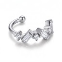 Orecchino senza piercing 1 pz Manicotto sottile con una serie di zirconi quadrati Ear cuff per cartilagine Acciaio inossidabile Colore argento 1
