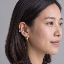 Orecchino senza piercing 1 pz Manicotto sottile con una serie di zirconi quadrati Ear cuff per cartilagine Acciaio inossidabile Colore argento 3