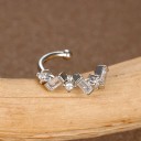 Orecchino senza piercing 1 pz Manicotto sottile con una serie di zirconi quadrati Ear cuff per cartilagine Acciaio inossidabile Colore argento 4