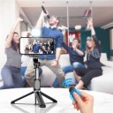 Baton selfie cu trepied 3 în 1 și lumină LED 70 cm Controler Bluetooth detașabil 10 m Suport rotativ 360° Oțel inoxidabil Negru pentru călătorii 4