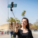 Baton selfie cu trepied 3 în 1 și lumină LED 70 cm Controler Bluetooth detașabil 10 m Suport rotativ 360° Oțel inoxidabil Negru pentru călătorii 6
