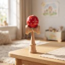 Kendama Jordbær 18 cm Træ japansk spil med rød kugle med prikker Træning af koordination og reaktionsevne Til børn og voksne 6