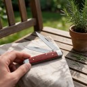 Skládací zahradní nůž se dvěma špičatými čepelemi 15,5 cm Čepele z nerezové oceli 5Cr15 Rukojeť z červeného dřeva Na roubování 3