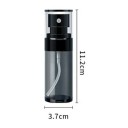Flacone spray 60 ml con nebulizzazione fine 11,2 x 3,7 cm riempibile PET grigio fumé per acqua di rose, alcol e cosmetici da viaggio 7