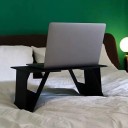 Klappbarer Laptop-Tisch 45 x 24 cm Zwei Höhen und verstellbarer Neigungswinkel Kunststoff ABS Schwarz Leicht Für das Bett, die Couch und auf Reisen 2