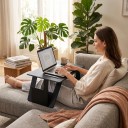 Klappbarer Laptop-Tisch 45 x 24 cm Zwei Höhen und verstellbarer Neigungswinkel Kunststoff ABS Schwarz Leicht Für das Bett, die Couch und auf Reisen 3