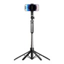 Selfie stick con treppiede 1,8 m Treppiede a quattro piedi Telecomando Bluetooth rimovibile Supporto rotante 360° Filettatura 1/4 Acciaio inossidabile 1