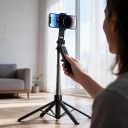 Selfie stick con treppiede 1,8 m Treppiede a quattro piedi Telecomando Bluetooth rimovibile Supporto rotante 360° Filettatura 1/4 Acciaio inossidabile 3