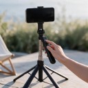 Selfie stick con treppiede 1,8 m Treppiede a quattro piedi Telecomando Bluetooth rimovibile Supporto rotante 360° Filettatura 1/4 Acciaio inossidabile 5