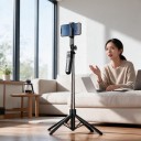 Selfie stick con treppiede 1,8 m Treppiede a quattro piedi Telecomando Bluetooth rimovibile Supporto rotante 360° Filettatura 1/4 Acciaio inossidabile 7