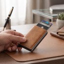 Portafoglio per carte di pagamento con protezione RFID e meccanismo di estrazione 9,5 x 6,5 x 2 cm Alluminio e pelle PU Portafoglio 5