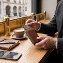Portafoglio per carte di pagamento con protezione RFID e meccanismo di estrazione 9,5 x 6,5 x 2 cm Alluminio e pelle PU Portafoglio 9