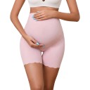 Pantaloni corti premaman senza cuciture da donna come biancheria intima con vita alta sopra la pancia e pizzo con bordo ondulato 1
