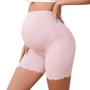 Pantaloni corti premaman senza cuciture da donna come biancheria intima con vita alta sopra la pancia e pizzo con bordo ondulato 4