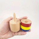 Kendama Pille 11 cm Træ Japansk spil med spids og hat på snor Blå gul rød Træning af koordinering For børn og voksne 3