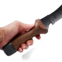 Juego de cuchillo de jardín con funda y tijeras Cuchillo 33,5 cm con sierra Tijeras 20,5 cm Mangos de madera de nogal Funda de nylon Negra y marrón 7