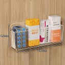 Organizzatore da parete per farmaci e cosmetici 19,1 x 3,9 x 8,2 cm Supporto trasparente per ante di armadietto Scatola di stoccaggio per il bagno 3