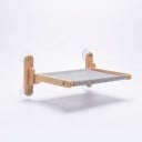 Hamaca in legno per gatti da finestra 52 x 37,5 cm Taglia S Pieghevole Con ventose senza foratura Legno di gomma e letto in tessuto Per vetro 1