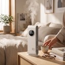 Diffusore automatico di oli essenziali con sensore Ricarica 90 ml Display digitale Luce notturna 220 V Da parete e tavolo Per appartamenti e uffici 5