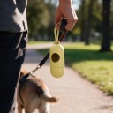 Distributore di sacchetti per escrementi canini a forma di capsula con gancio per guinzaglio Apertura laterale Leggero e compatto 9