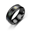 Anillo termo inteligente con indicador de temperatura en °C Ancho 8 mm Acero inoxidable Impermeable Anillo de estado de ánimo para hombres 1