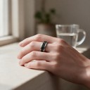 Anillo termo inteligente con indicador de temperatura en °C Ancho 8 mm Acero inoxidable Impermeable Anillo de estado de ánimo para hombres 7