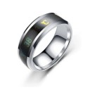 Anillo termo inteligente con indicador de temperatura en °C Ancho 8 mm Acero inoxidable Impermeable Anillo de estado de ánimo para hombres 4
