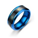 Anillo termo inteligente con indicador de temperatura en °C Ancho 8 mm Acero inoxidable Impermeable Anillo de estado de ánimo para hombres 5