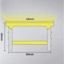 Profilo LED in silicone 30 x 20 mm Bordo bianco 34 mm Lunghezza 2 m Flessibile Con diffusore Montaggio incassato nella scanalatura Per striscia LED 2