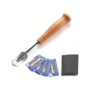 Brotmesser mit Holzgriff und gebogenem Blatt 5 Ersatzklingen Schutzhülle 18,5 cm Edelstahl für Sauerteigbrot 1