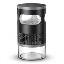 Elektrische muggenvanger Stille Oplaadbare USB-C Paarse licht en ventilator 12 x 22 cm Transparante container Zwart Voor de slaapkamer en het terras 1