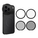 Funda para iPhone 16 con rosca de 58 mm y 4 filtros CPL ND8 UV y anillo magnético estrellado MagSafe Negro para fotografía móvil 2