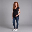 Maglietta premaman e per allattamento da donna con maniche corte e apertura nascosta per allattamento con scollatura a V e fascia 4