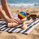 Kendama Regnbue 18,5 cm Valnøddetræ Mat kugle 6 cm Japansk spil med kugle på snor Koordinations træning Til børn og voksne 3