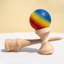 Kendama Regnbue 18,5 cm Valnøddetræ Mat kugle 6 cm Japansk spil med kugle på snor Koordinations træning Til børn og voksne 5